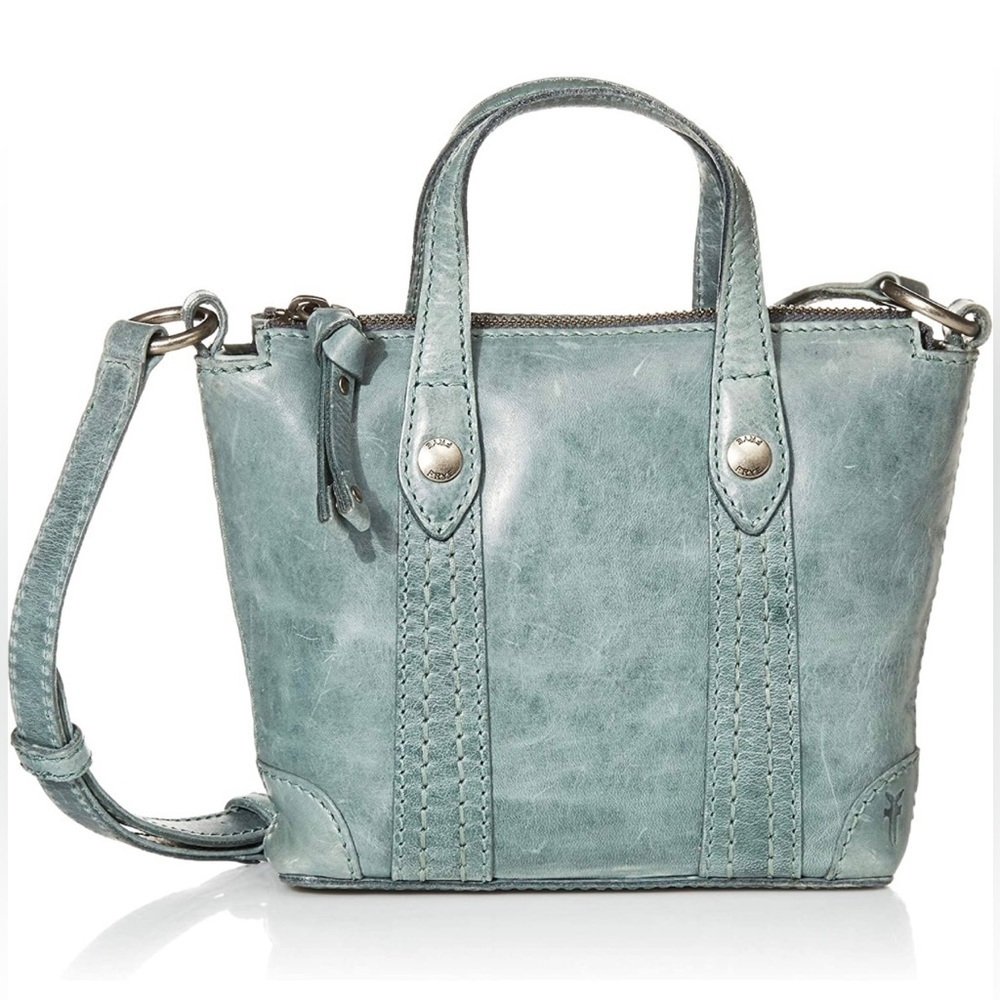 Frye Melissa Mini Leather Crossbody Shopper Sky Blue